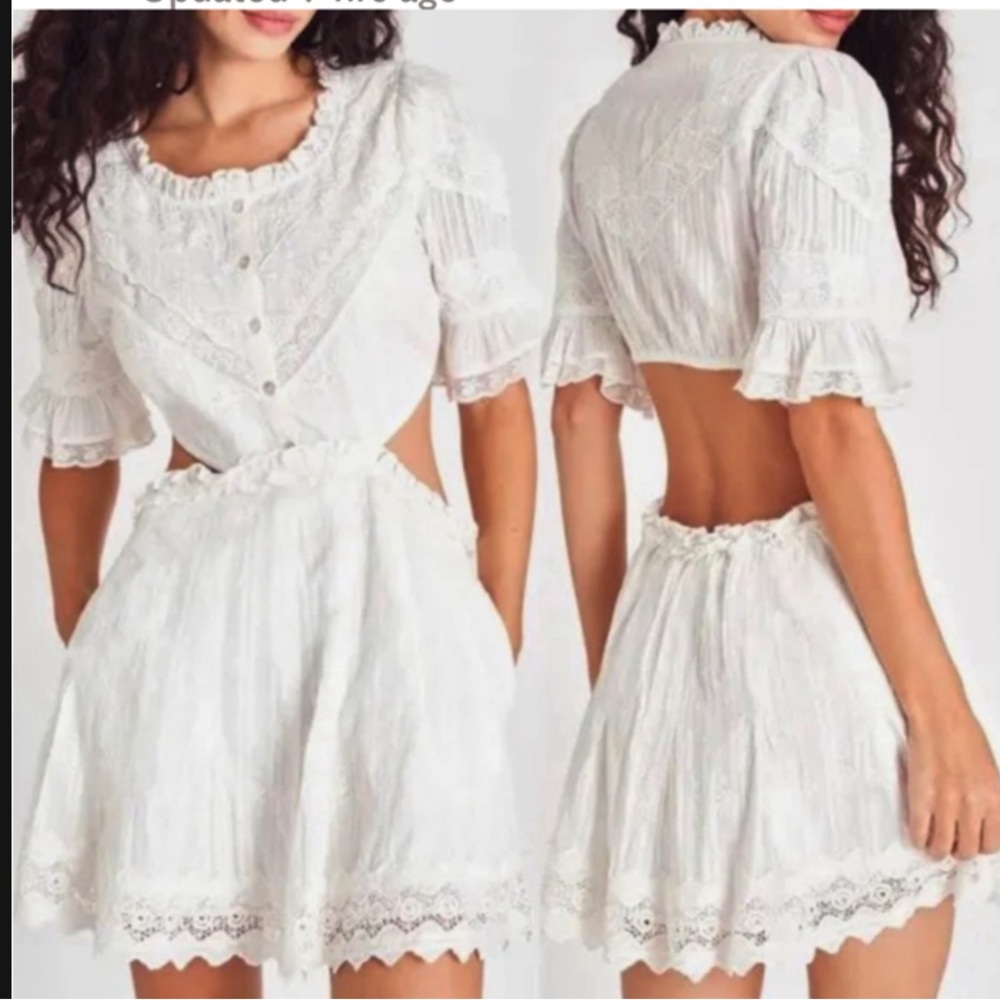 LOVE SHACK FANCY DELINA DRESS WHITE LARGE XL